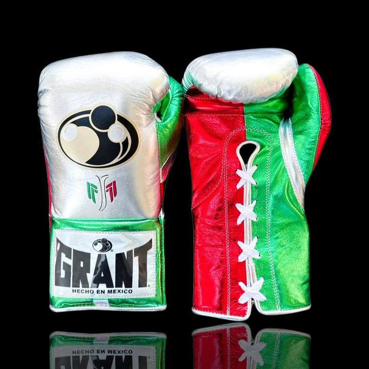 Grant Boxing Gloves Silver/Red/Green