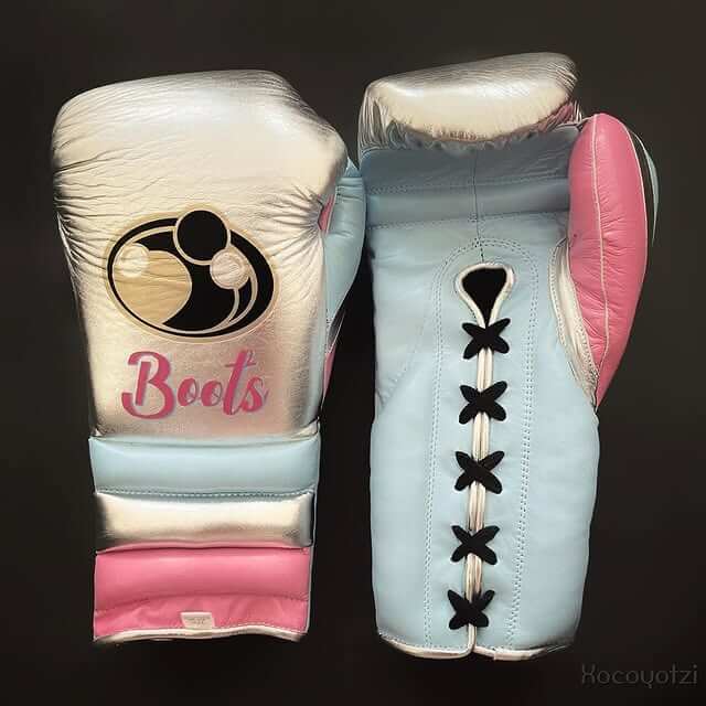 Grant Boxing Gloves Silver/Sky-Blue/Pink