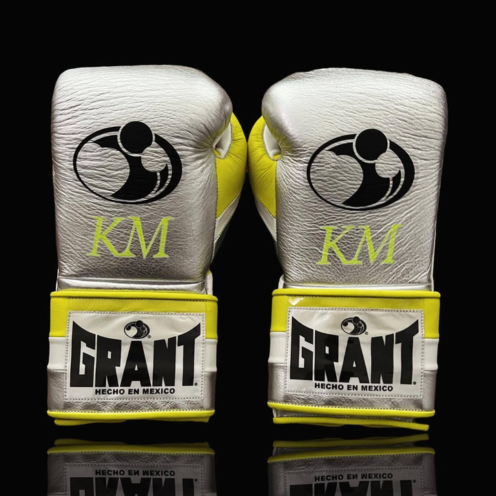 Grant Boxing Gloves Silver/White/Yellow