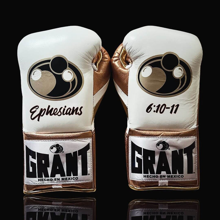 Grant Boxing Gloves White/Brown/Gold