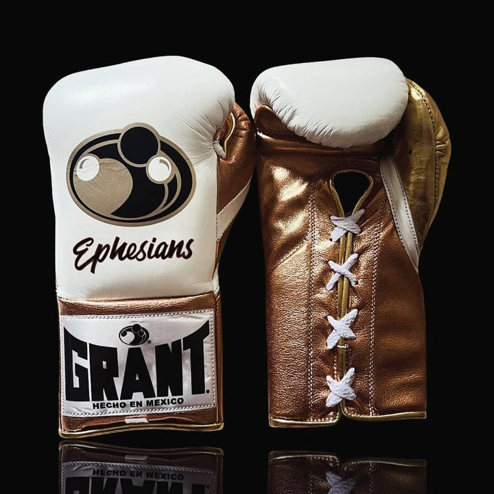 Grant Boxing Gloves White/Brown/Gold