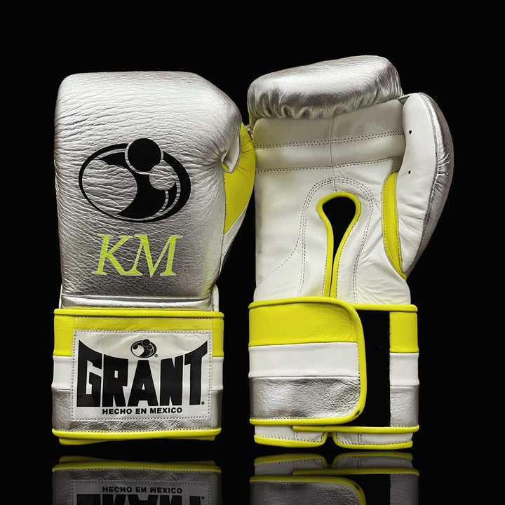 Grant Boxing Gloves Silver/White/Yellow